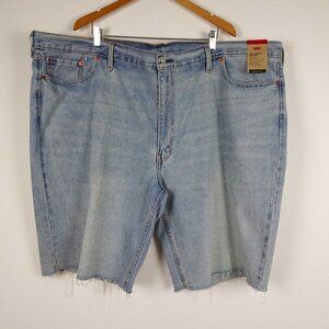Levi's 469 Loose Shorts Big Men's Size 54 Blue Denim Cotton Raw Hem